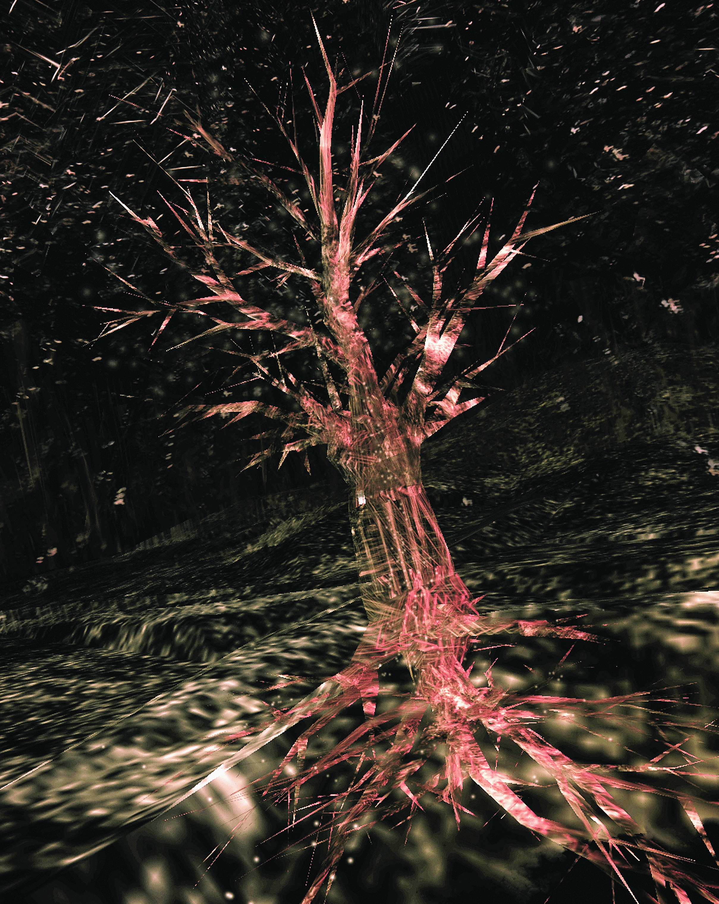 Char Davies. Vertical Tree, Osmose (1995). Digital still
                                 image captured during immersive performance of the virtual
                                 environment Osmose.