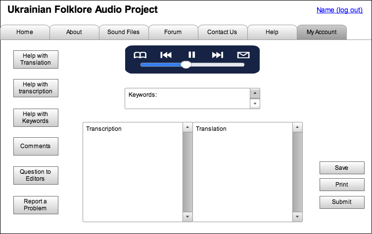 Transcription and translation wireframe