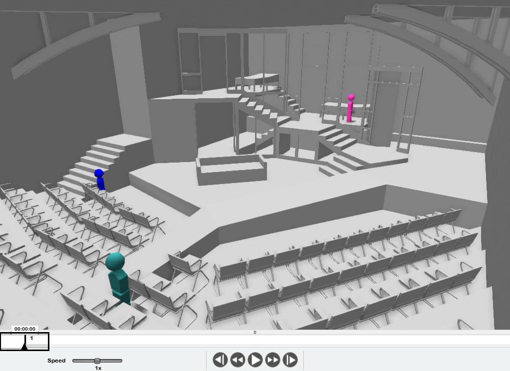 Section of the SET interface showing our model of the set for the 1984 Tarragon Theatre production of Judith Thompson's White Biting Dog, based on designs by Sue LePage.