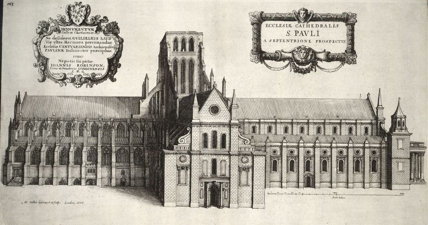  Wenceslaus Hollar. St Paul's Cathedral, north side. 1658. Engraving. In Dugdale 1658. Image courtesy of the Wenceslaus Hollar Digital Collection, University of Toronto.