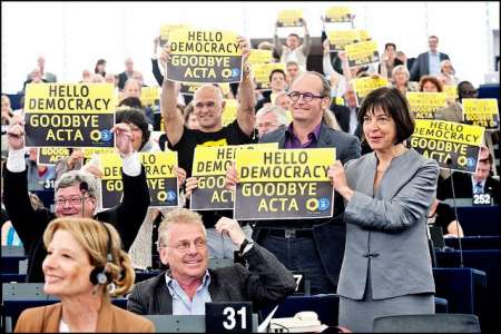 Hello Democracy, Goodbye ACTA. Courtesy of European Greens http://europeangreens.eu/news/hello-democracy-goodbye-acta