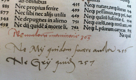  Index with ms. supplements from Erasmus, Adagiorum Chiliades (Basel, 1526). Image Courtesy of
the Centre for Reformation and Renaissance Studies, University of
Toronto.