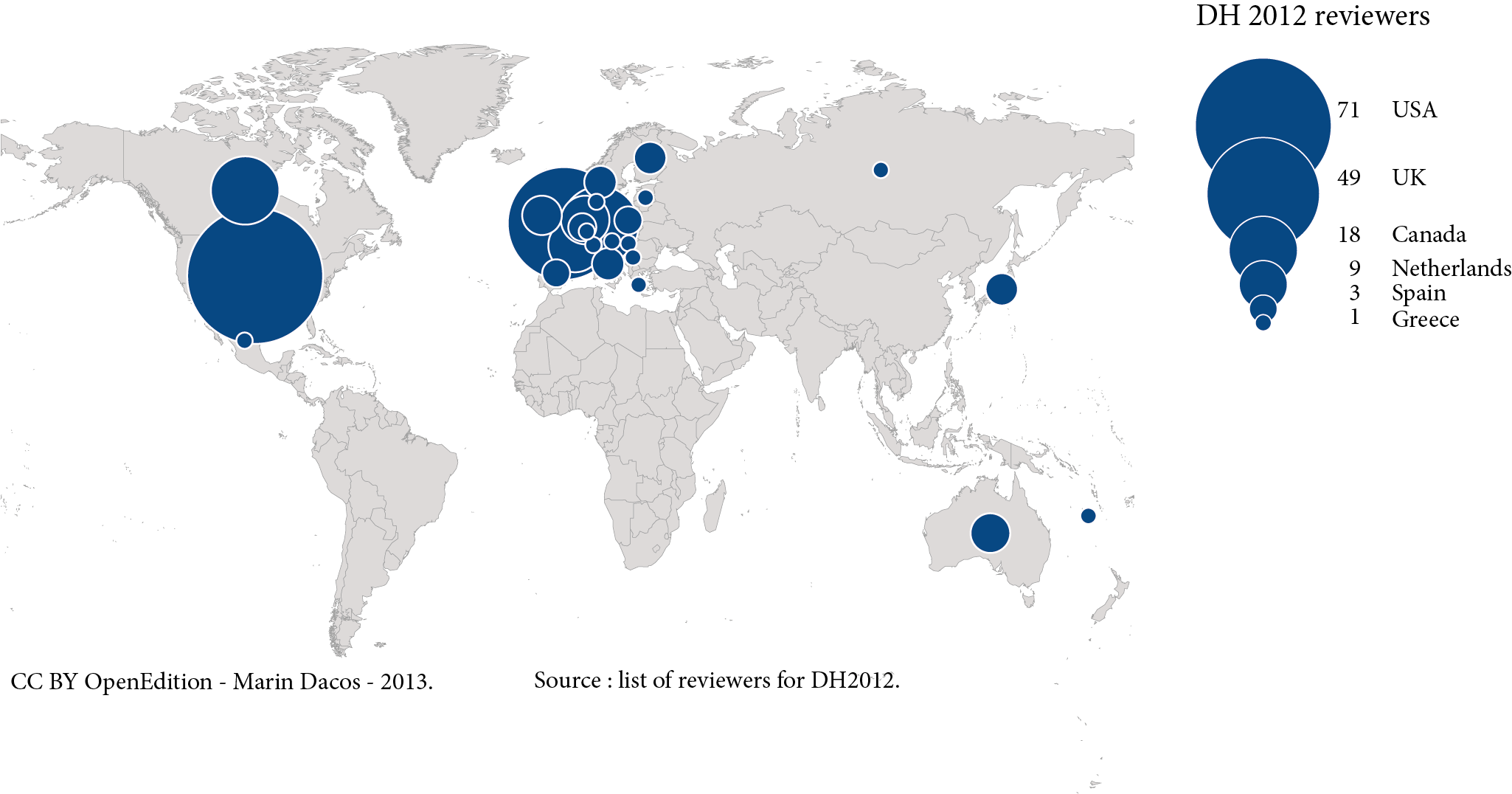 Répartition géographique des experts sollicités pour DH
                                    2012 (Monde)