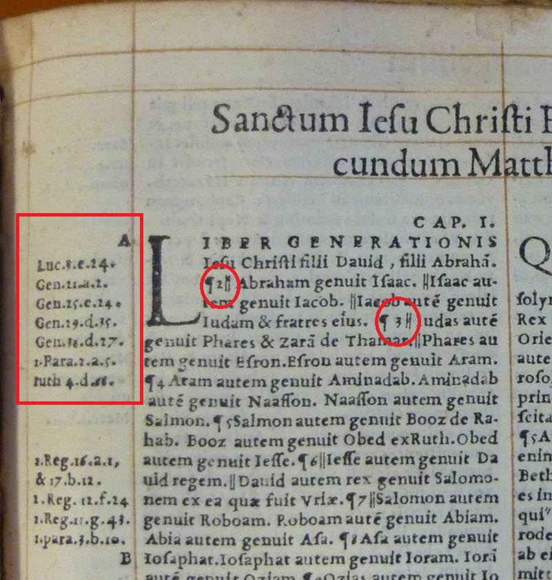 Stephanus's verse divisions, with cross-references in the margin.
Image courtesy of the Fisher Rare Book Library, University of
Toronto.