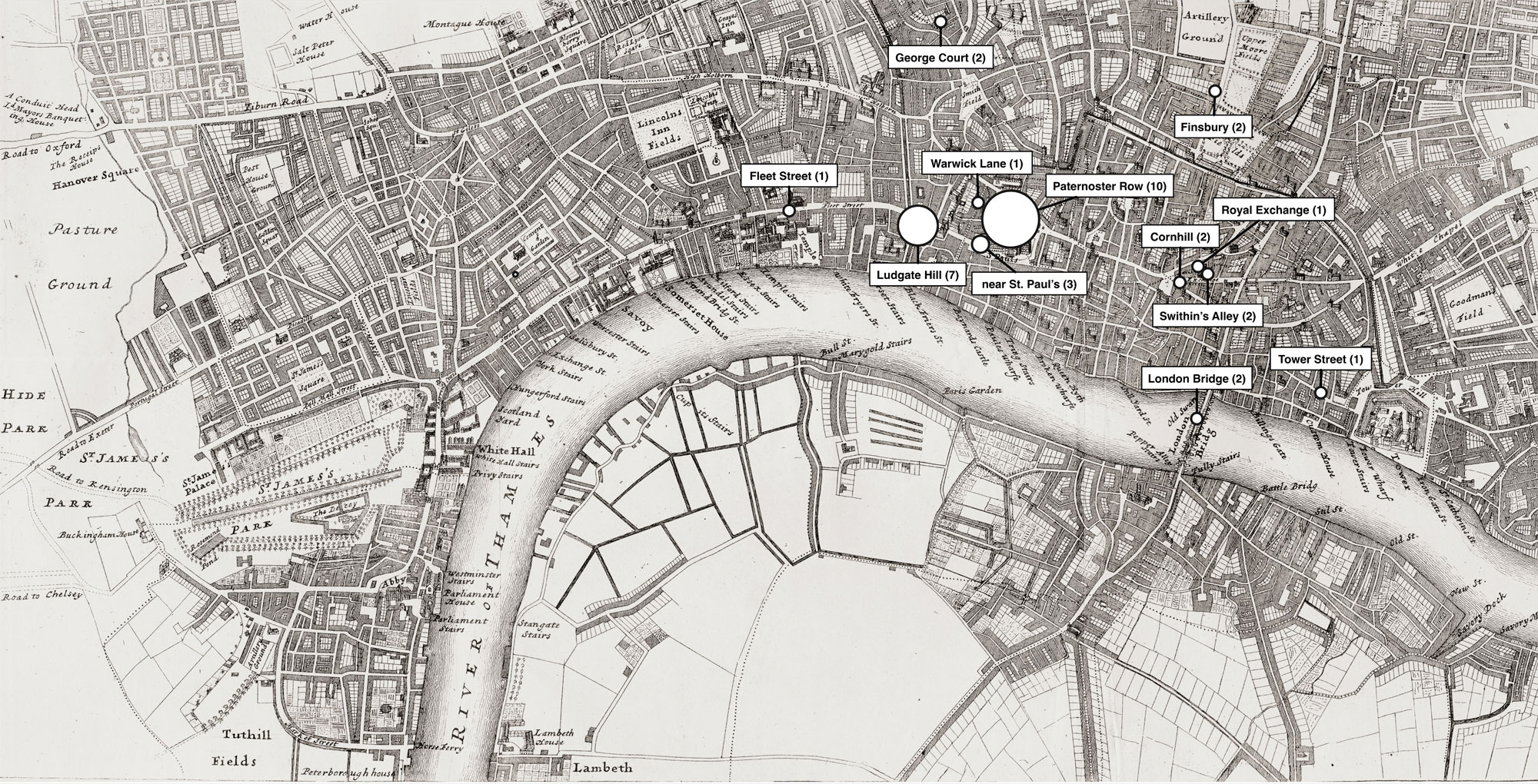 Printers and booksellers for Edward Ward, 1720–1727.