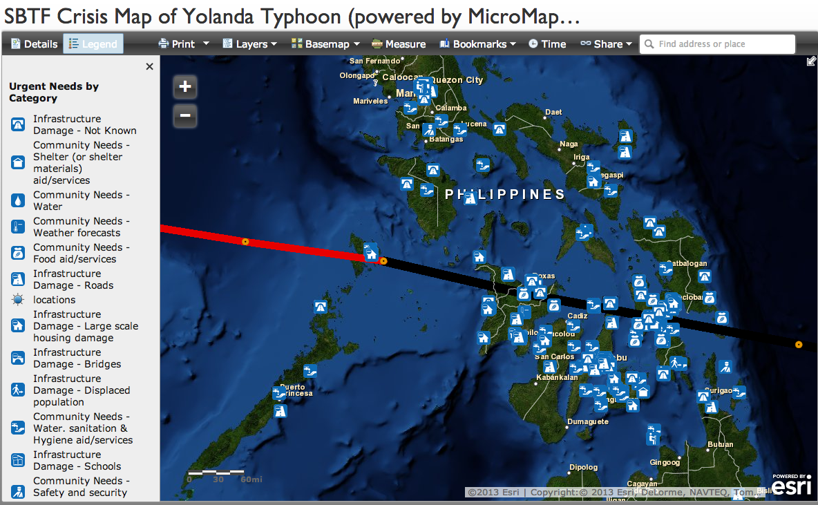 Crisis map of Yolanda typhoon, Standby Taskforce
(2013).