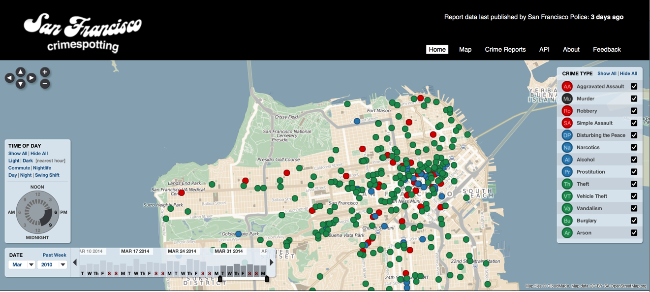 San Francisco Crimespotting, Stamen Design (2009).