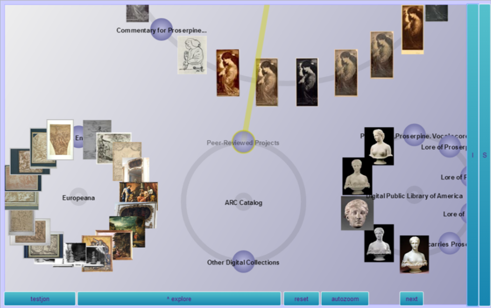  NewRadial models modular critical perception by displaying the
content of multiple databases in the same visual field.