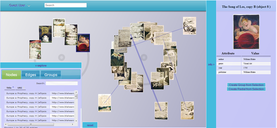 Initially, edges simply represented connection without
direction, encouraging users to generate networks of association
that did not imply or favour a particular relational direction or
overall pathway.